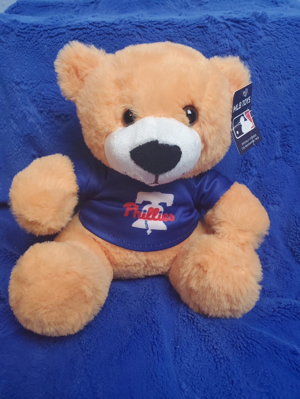 Philadelphia Phillies Tan Plush Bear Blue Jersey With Tag EUC